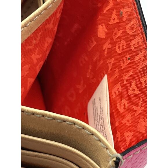 Kate Spade Hot Pink Tan Leather Business Credit Card Holder Red Lining - Picture 9 of 9